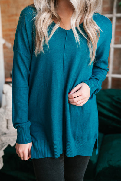 Turquoise Lounge Around Relaxed Sweater - Online
