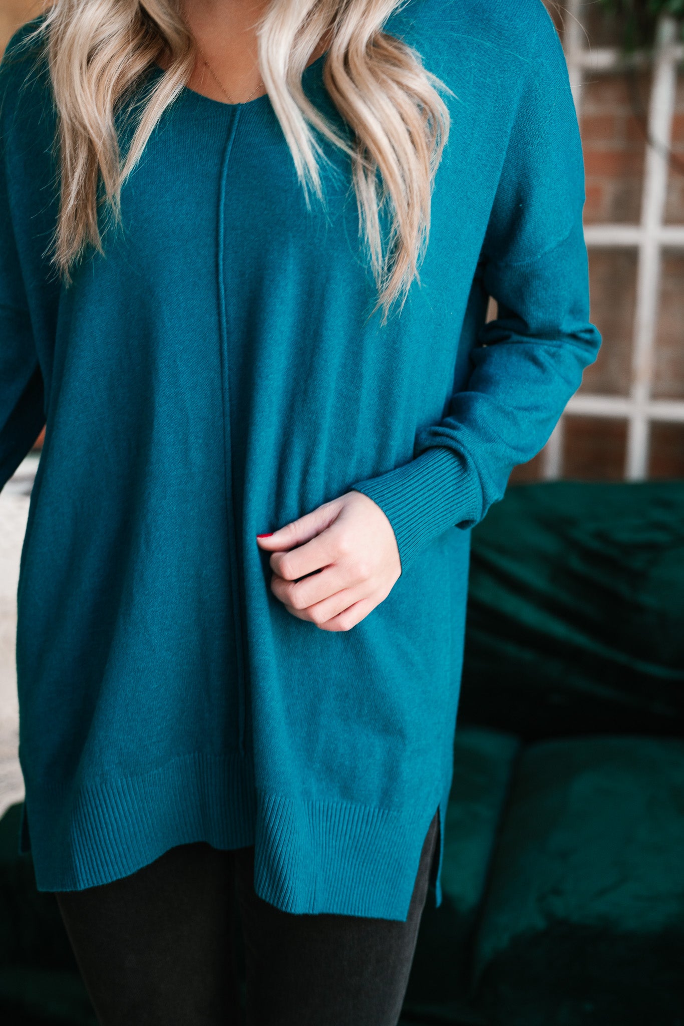 Turquoise Lounge Around Relaxed Sweater - Online
