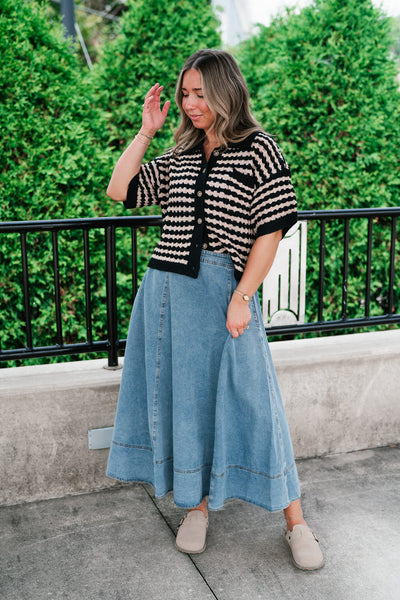 Easy Days Button Up Striped Top