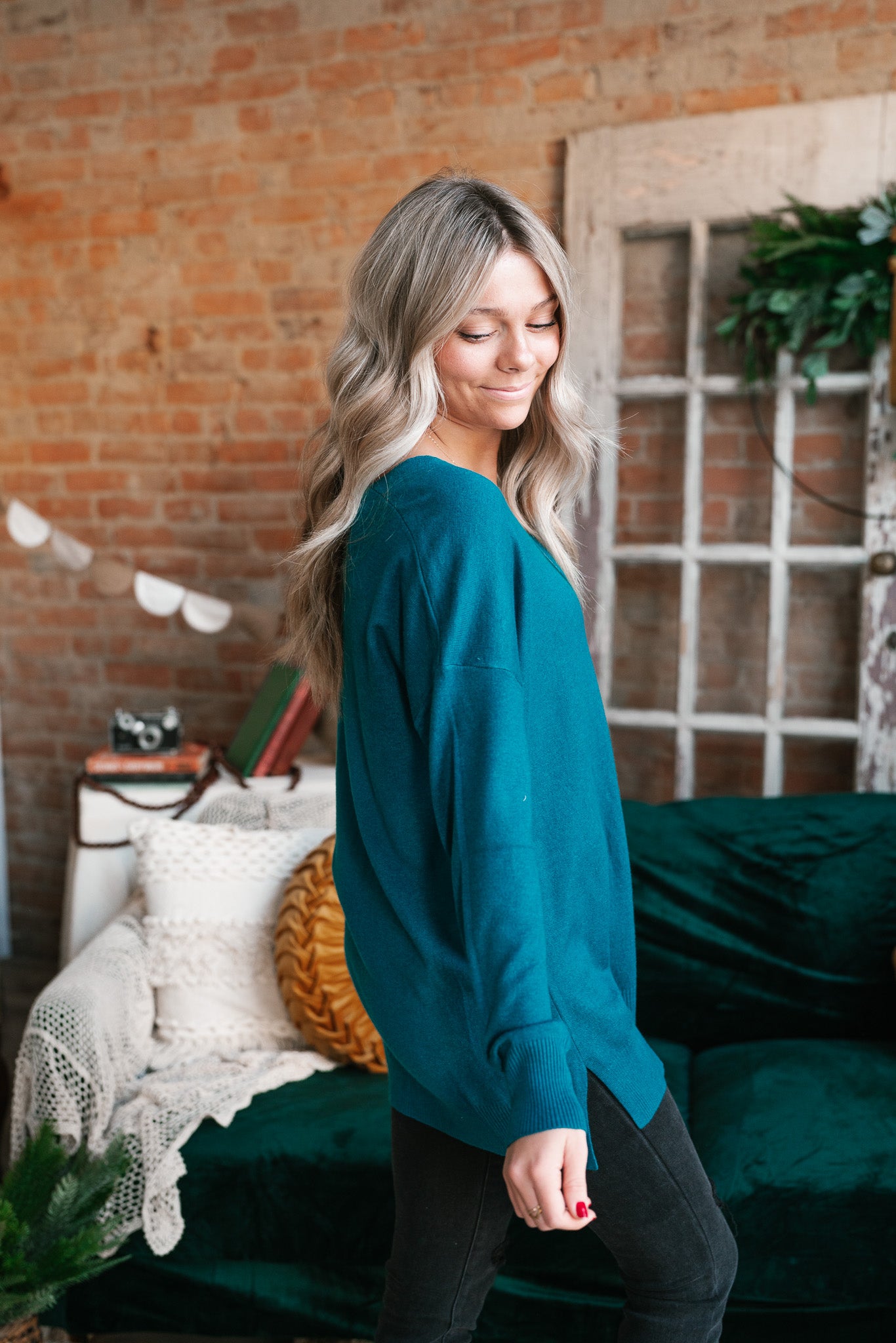 Turquoise Lounge Around Relaxed Sweater - Online