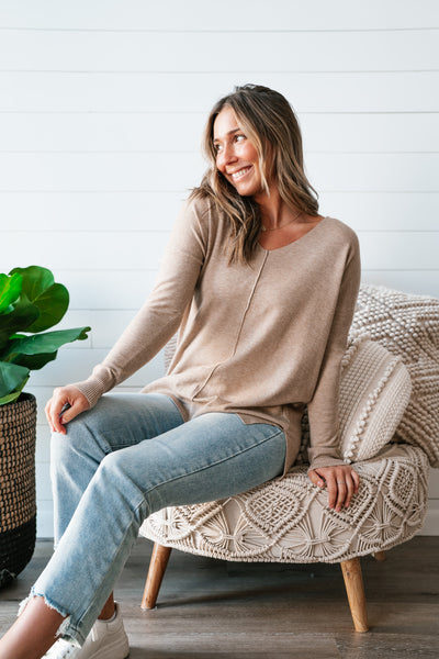 Mocha Lounge Around Relaxed Sweater - Online