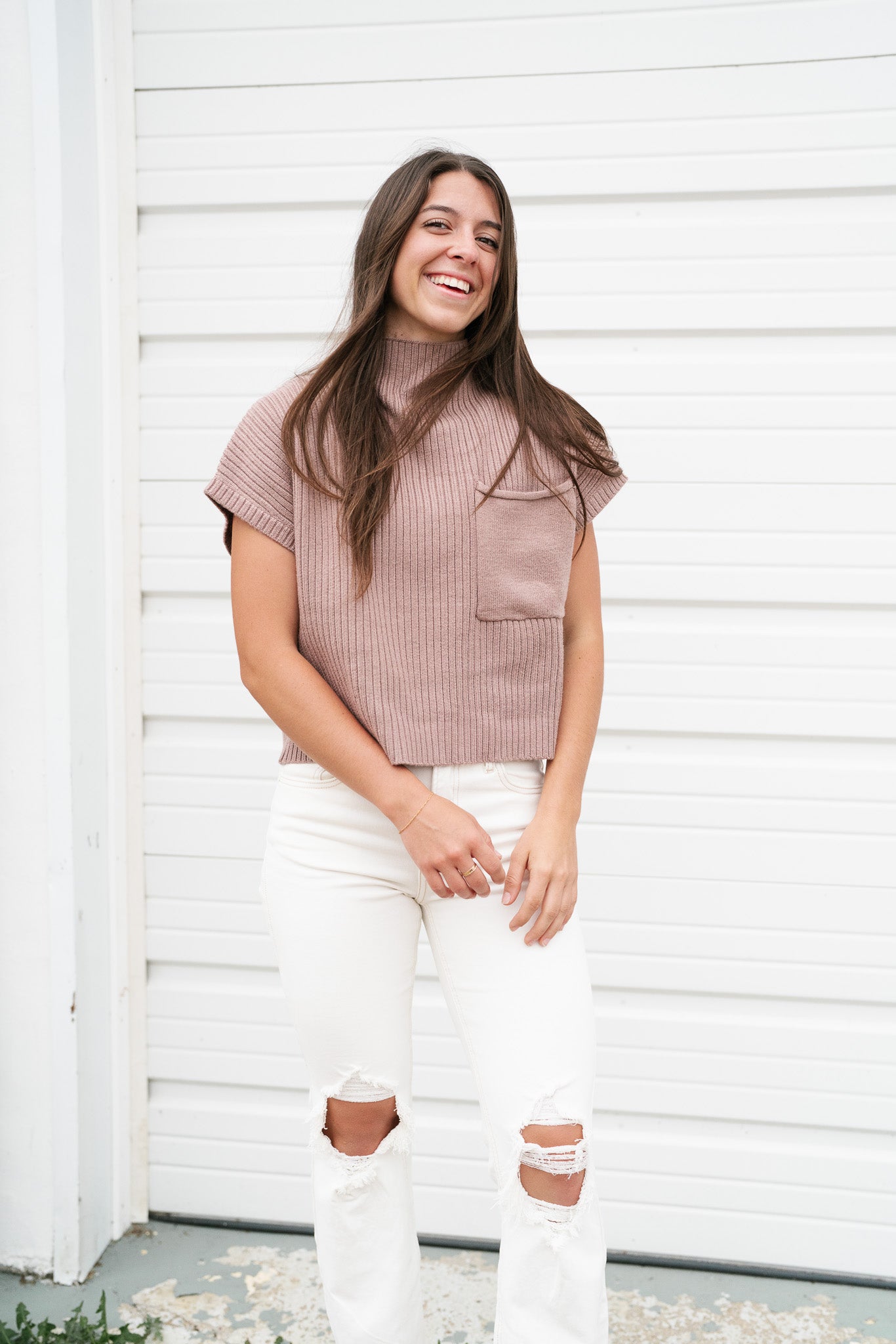 The Perfect Knit Short Sleeve Top - Mauve