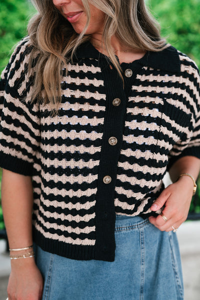 Easy Days Button Up Striped Top