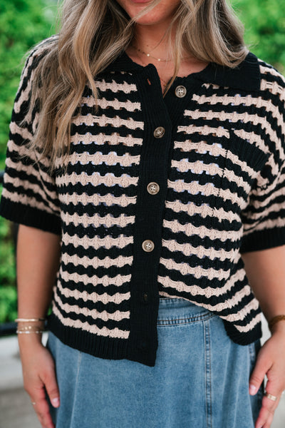 Easy Days Button Up Striped Top