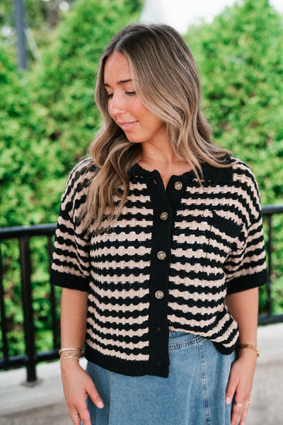 Easy Days Button Up Striped Top
