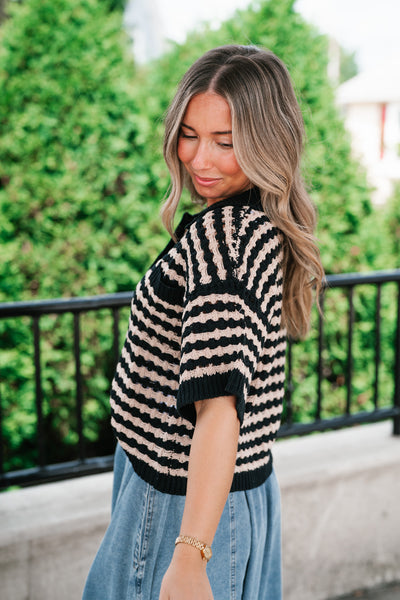 Easy Days Button Up Striped Top