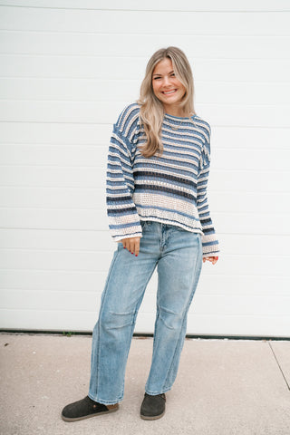 Easy Favorite Striped Sweater - Blue