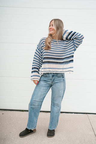Easy Favorite Striped Sweater - Blue