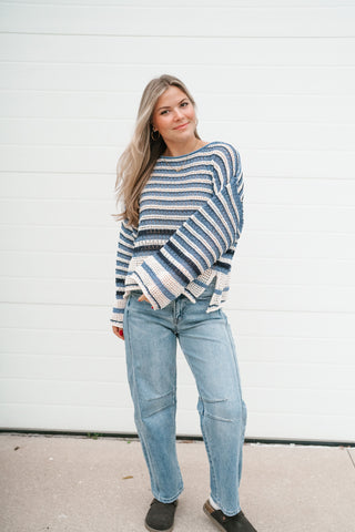 Easy Favorite Striped Sweater - Blue