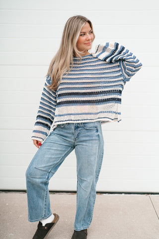 Easy Favorite Striped Sweater - Blue