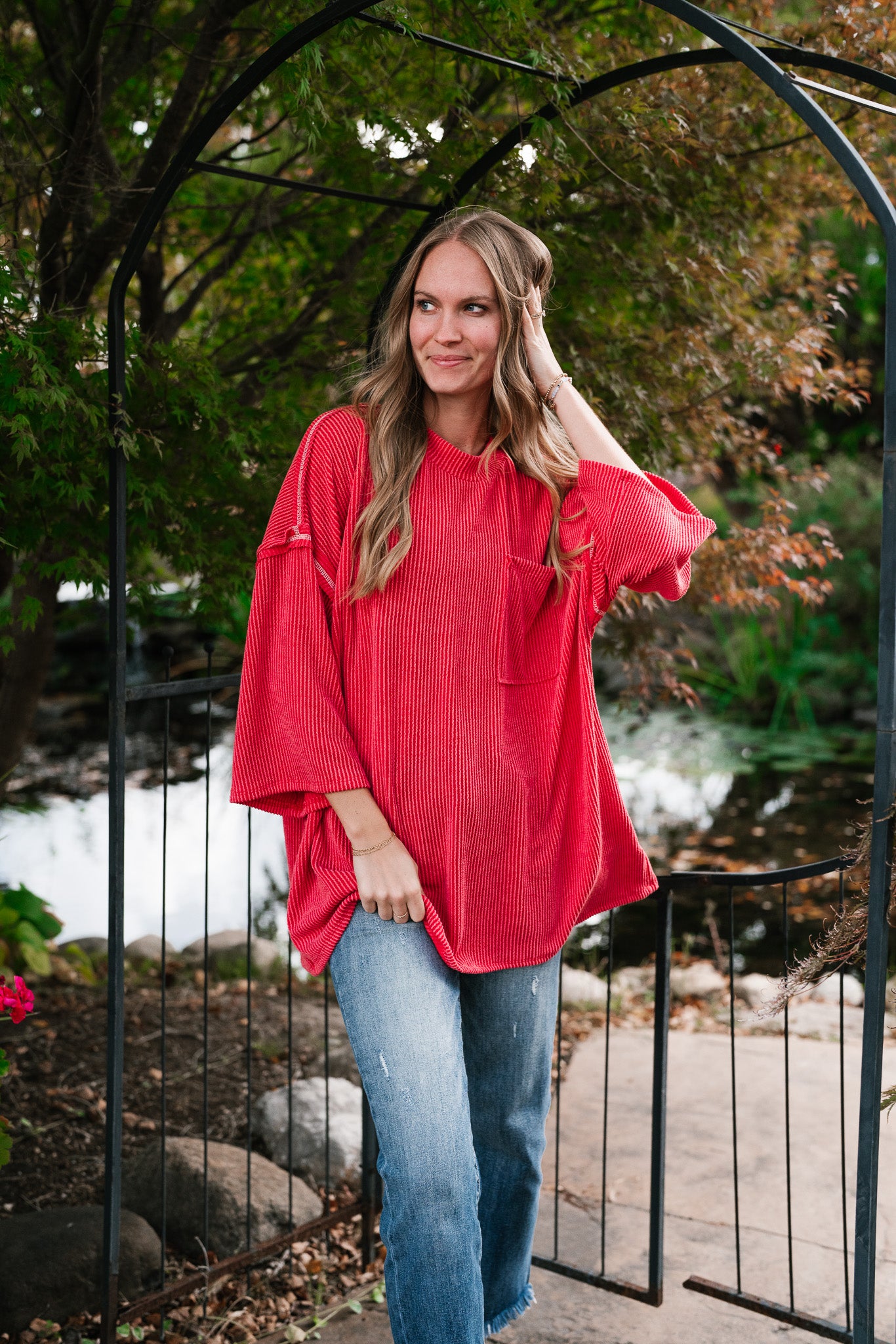 Forever Ideal Ribbed Top - Red