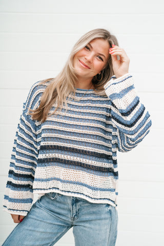 Easy Favorite Striped Sweater - Blue