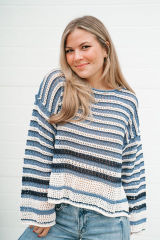 Easy Favorite Striped Sweater - Blue