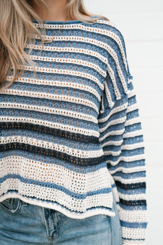 Easy Favorite Striped Sweater - Blue