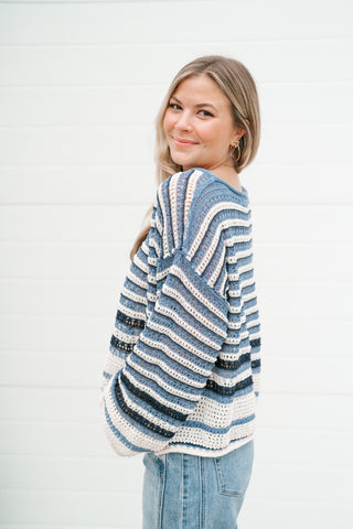 Easy Favorite Striped Sweater - Blue