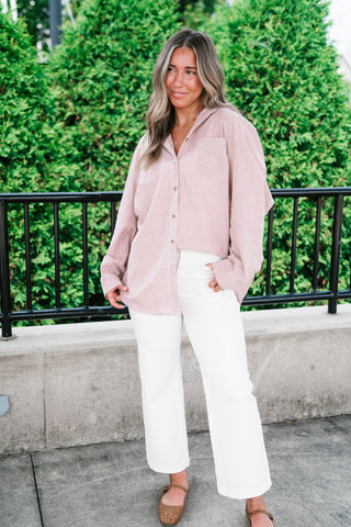 Monroe Pinstripe Button Up Top