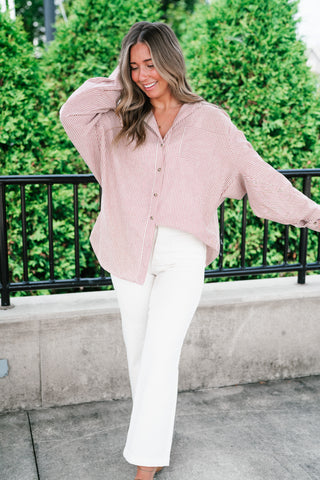 Monroe Pinstripe Button Up Top