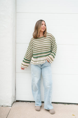 Easy Favorite Striped Sweater - Green