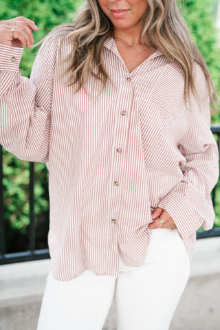 Monroe Pinstripe Button Up Top