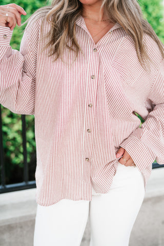 Monroe Pinstripe Button Up Top