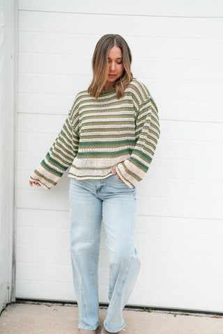 Easy Favorite Striped Sweater - Green