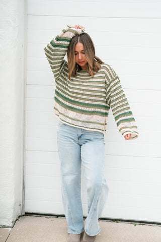 Easy Favorite Striped Sweater - Green