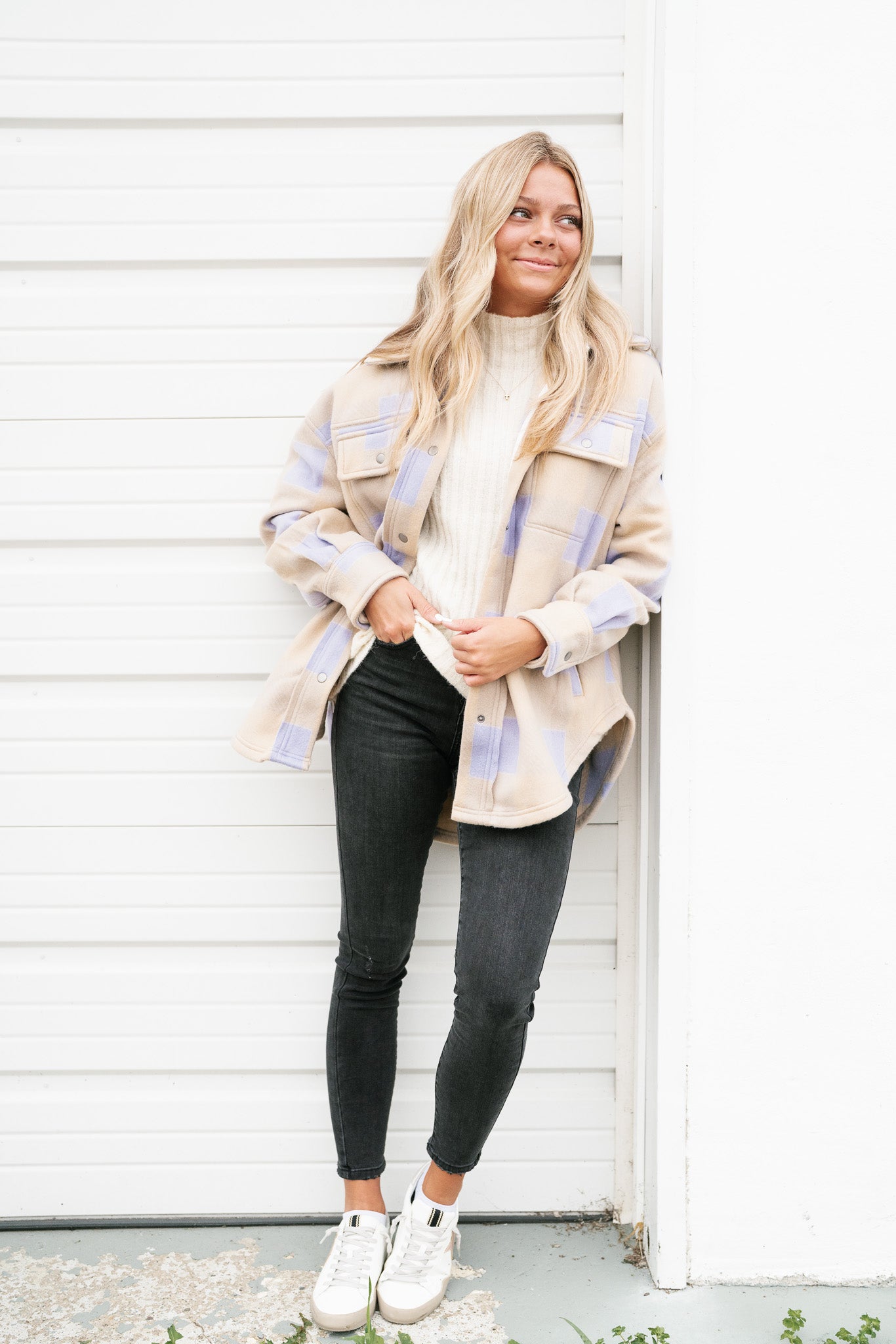 Gracie Lavender Plaid Shacket