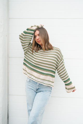 Easy Favorite Striped Sweater - Green