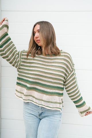 Easy Favorite Striped Sweater - Green