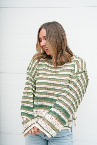 Easy Favorite Striped Sweater - Green