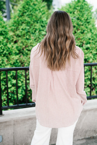 Monroe Pinstripe Button Up Top