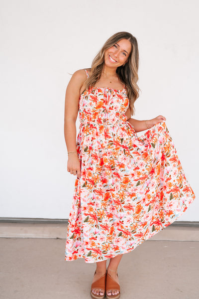 Fresh Bloom Floral Midi Dress