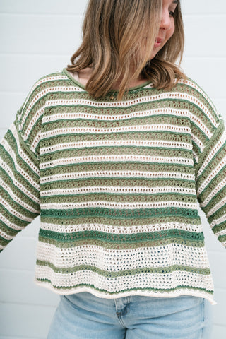 Easy Favorite Striped Sweater - Green