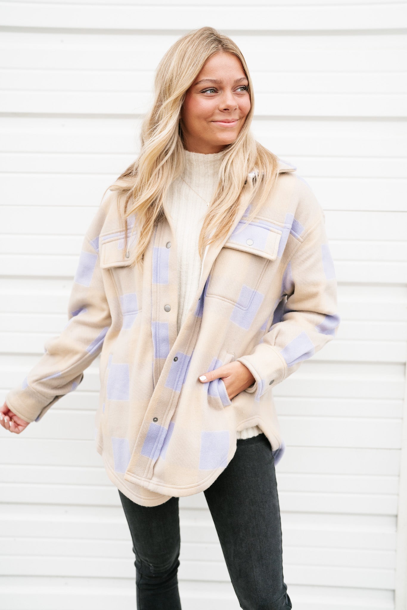 Gracie Lavender Plaid Shacket