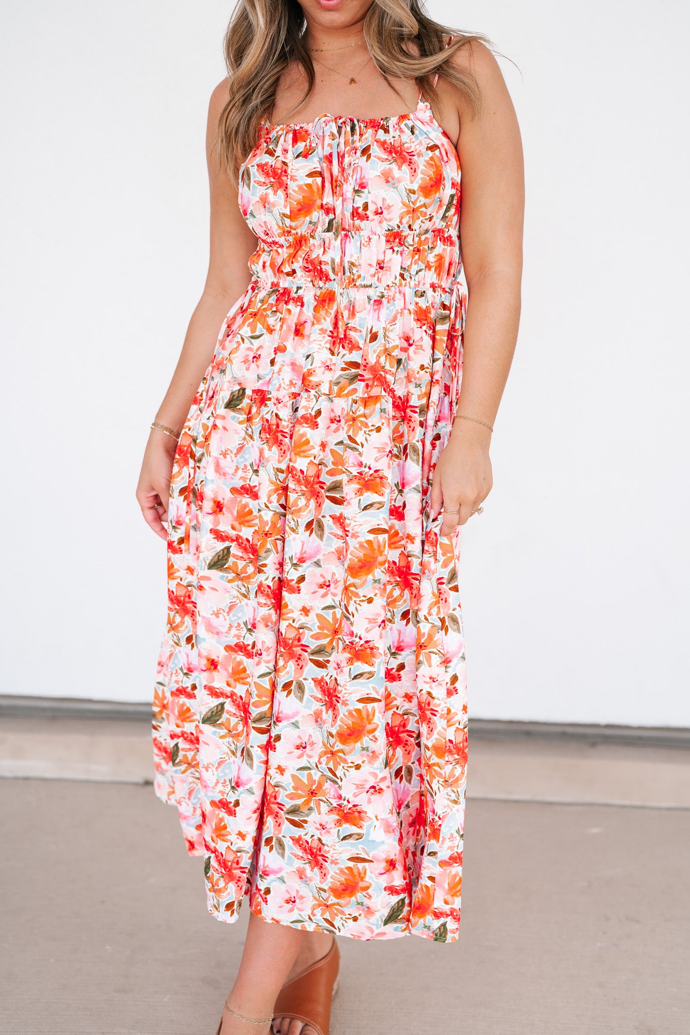 Fresh Bloom Floral Midi Dress