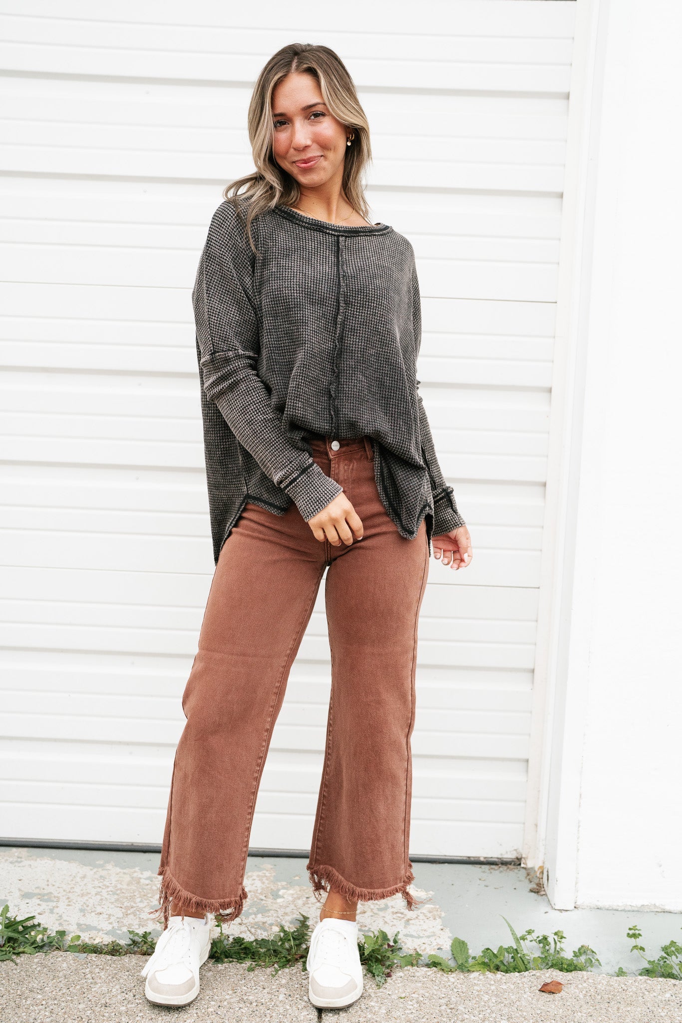 Over The Moon Waffle Knit Top