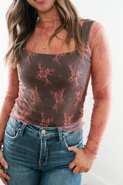 Mauve Sheer Lace Undershirt