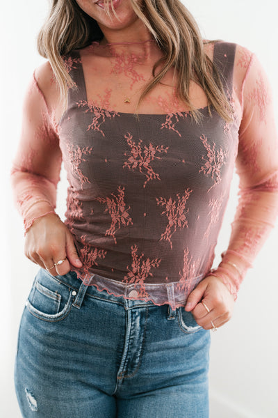 Mauve Sheer Lace Undershirt