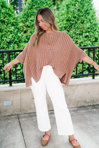 Indie Girl Short Sleeve Knit Mineral Wash Top - Deep Tan