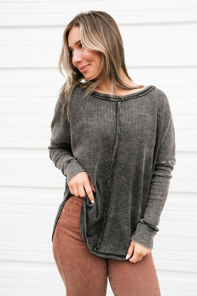 Over The Moon Waffle Knit Top