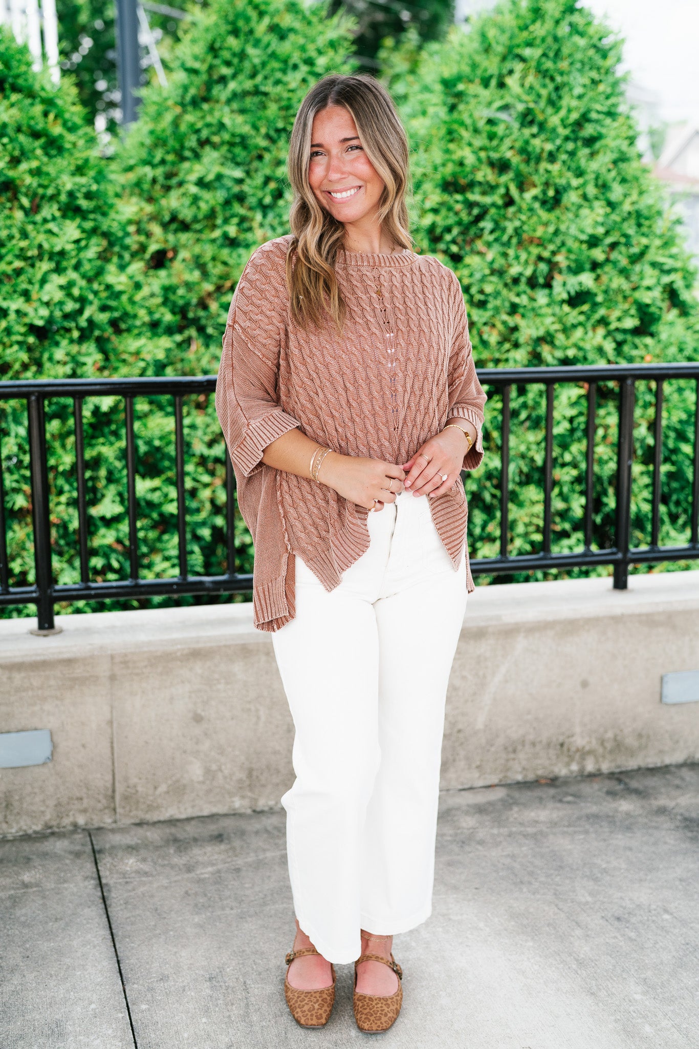 Indie Girl Short Sleeve Knit Mineral Wash Top - Deep Tan