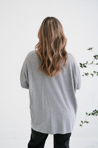 Gentle Drift Relaxed Pocket Sweater - Heather Grey