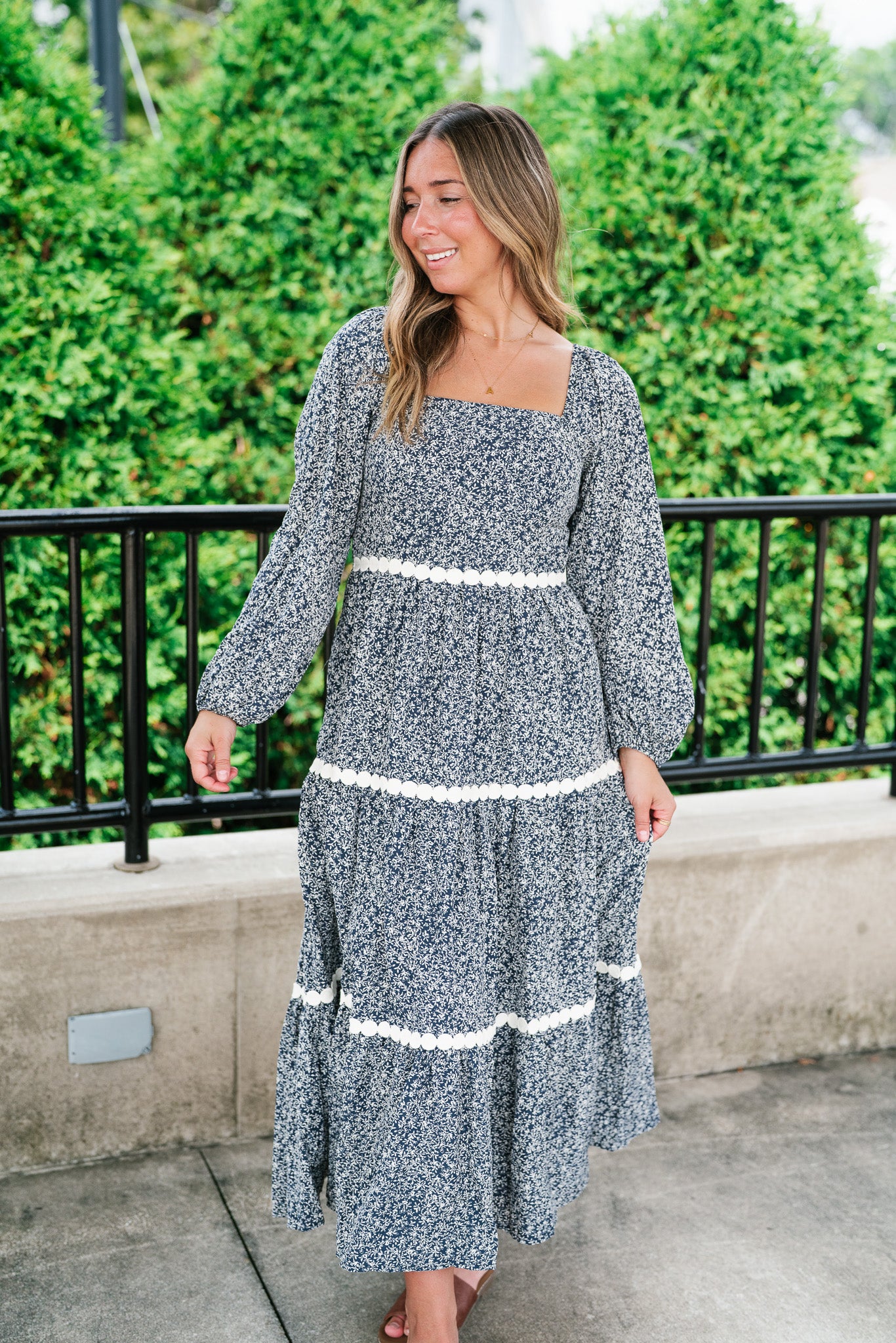 Country Garden Floral Midi Smocked Dress