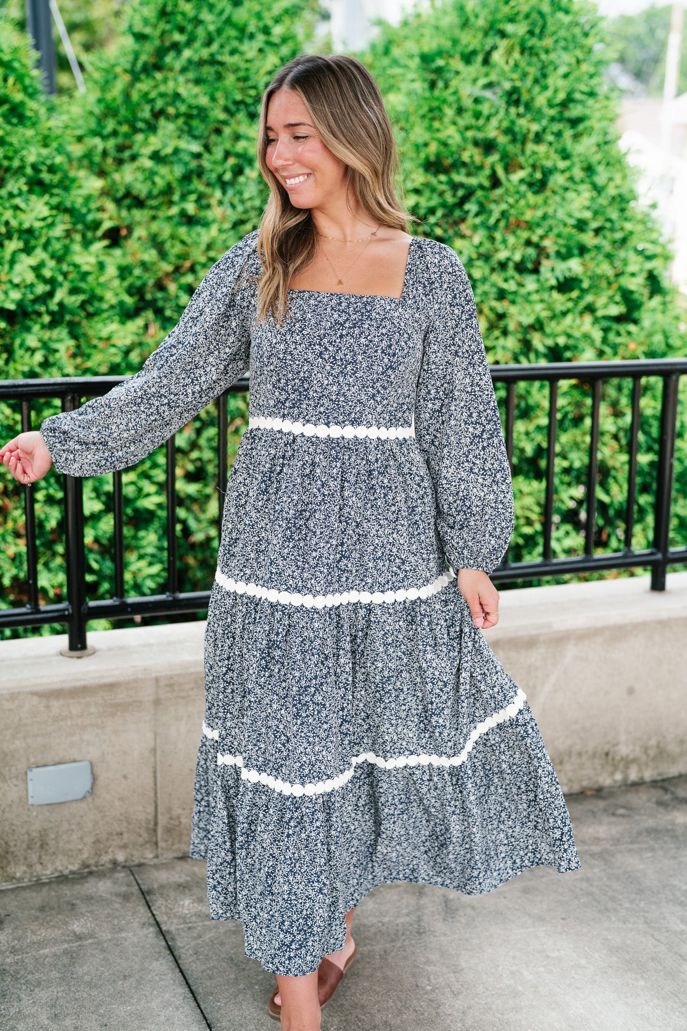 Country Garden Floral Midi Smocked Dress