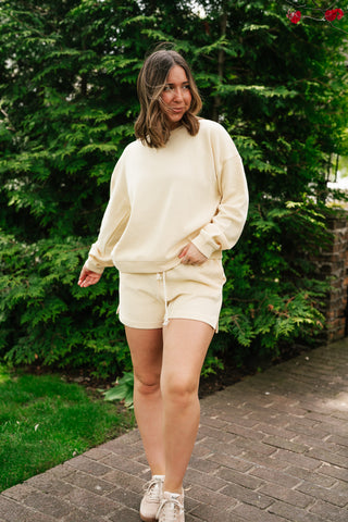 Sunny Side Ribbed Drawstring Set - Top