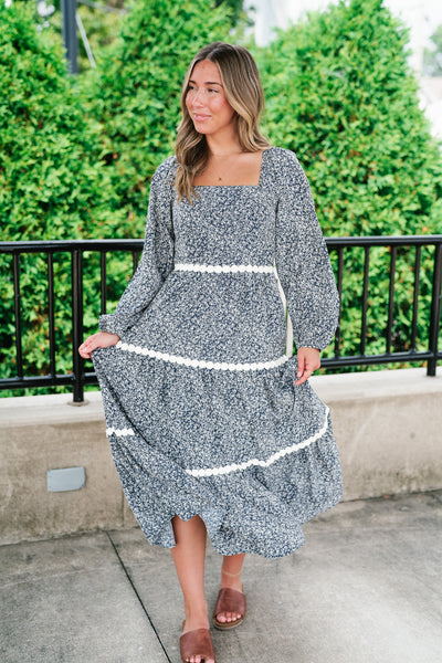 Country Garden Floral Midi Smocked Dress