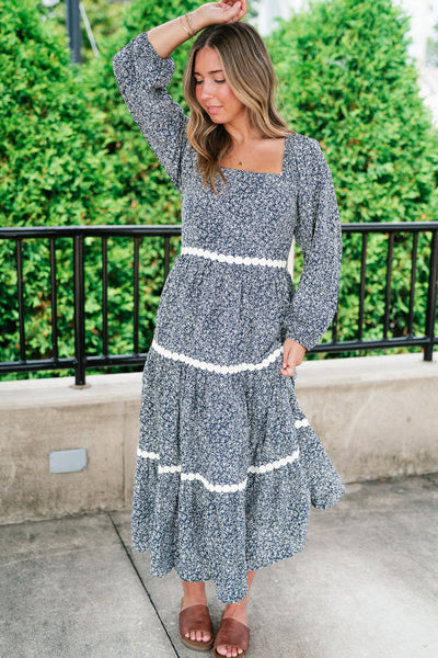 Country Garden Floral Midi Smocked Dress