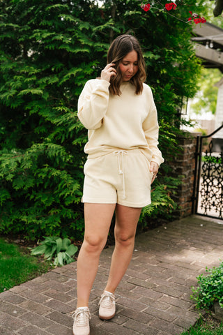 Sunny Side Ribbed Drawstring Set - Top