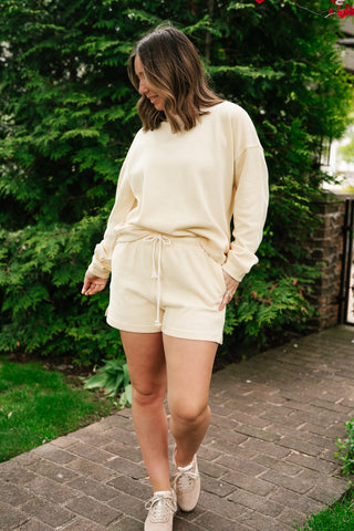 Sunny Side Ribbed Drawstring Set - Top