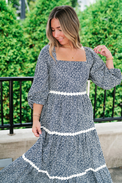 Country Garden Floral Midi Smocked Dress